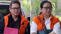 Kepala Imigrasi Kelas I Mataram, Kurniadie, dan pengusaha, Liliana Hidayat, menyambangi gedung KPK, Jakarta, Selasa (2/7/2019).