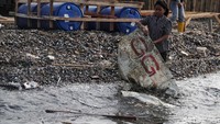 Para nelayan mengaku hasil tangkapan ikan mereka berkurang.