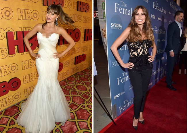 Sofia Vergara selalu menaruh kedua tangannya di pinggul saat berpose. Foto: Getty Images