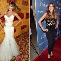 Sofia Vergara selalu menaruh kedua tangannya di pinggul saat berpose. Foto: Getty Images