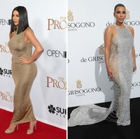 Satu kaki maju ke depan, cara Kim Kardashian mendapatkan gaya terbaik saat bergaya di depan kamera. Foto: Getty Images