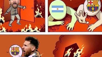Meme lawas ini pun kembali beredar, ketika Messi hanya mampu menolong Barcelona ketika sedang dalam kesulitan. Foto: Istimewa