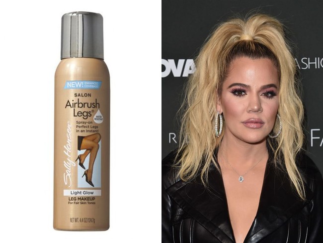 Sebelum merilis foundation badannya sendiri dari KKW Beauty, Kim Kardashian dan adiknya Khloe Kardashian telah menggunakan produk serupa dari brand Sally Hansen. Produk dengan nama Airbrush Legs itu didesain untuk menutupi noda dan bekas luka di kaki. Harga produk tersebut sekitar Rp 100 ribuan.  Foto: ist, Getty Images