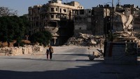Sebuah benteng Aleppo di Suriah di abad ke-13 yang hancur pada pertempuran Aleppo. Simon Kremer/ Getty Images.