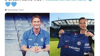 Hari pertama kala Lampard diperkenalkan jadi pemain Chelsea 2001 silam dan pengumuman jadi manager pada hari ini. Foto: Istimewa