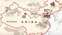 Rute yang dilewati mereka adalah dari Laolongtou ke Jiayu Pass. Selama perjalanan, mereka Pegunungan Yan dan Taihang sampai melihat Gurun Gobi (BBC)