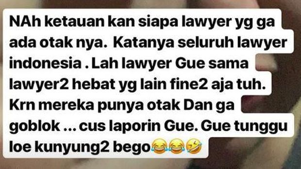 Dipolisikan karena Dugaan Menghina Profesi Pengacara, Ini Kata Nikita