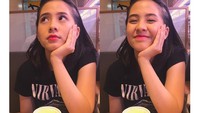 Puas makan sushi dan enak hidangan khas Jepang lainnya, ini pose kekenyangan Zara yang tetap cantik dan imut.Foto: Instagram @jkt48.zara