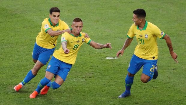 Everton berhasil mencetak gol pembuka di laga final Copa America.