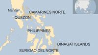 Lokasi penemuan paket kokain di pantai dan permukaan laut, berada di 4 provinsi di selatan Manila (BBC)