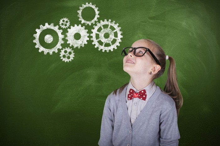 gears, school, classroom, blackboard, think