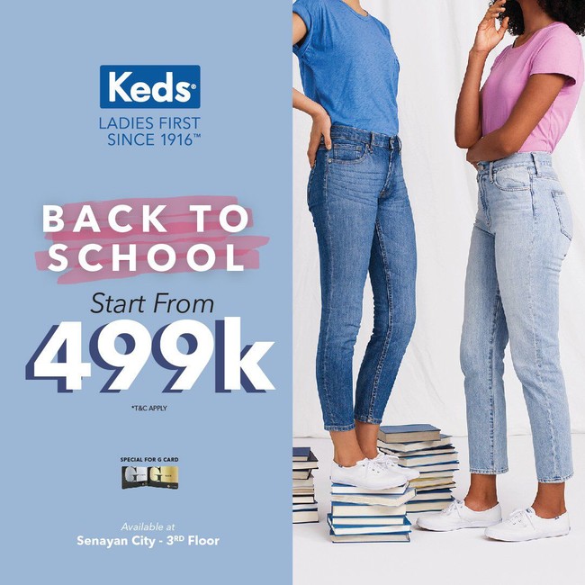 Brand sepatu lain yang mengadakan diskon adalah Keds. Dalam rangka Back to School, sejumlah pilihan bisa dimiliki mulai dari Rp 499 ribu. Penawaran mernarik ini masih bisa ditemui hingga 21 Juli. Foto: Twitter