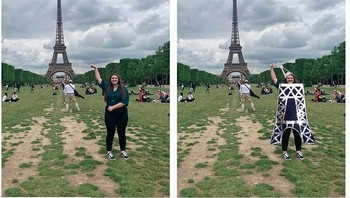 Ingin menyentuh puncak menara Eiffel? Tak masalah. Foto: Instagram