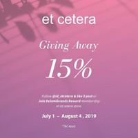 Beberapa brand lokal di pusat perbelanjaan juga mengadakan diskon. Hingga 4 Agustus, Et Cetera memberikan potongan 15%. Syaratnya adalah dengan follow akun Instagram dan like postingan Et Cetera. Foto: Twitter