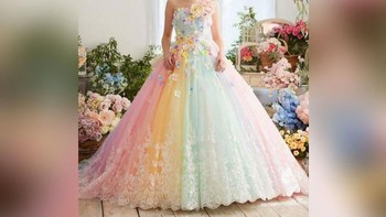 Gaun pengantin ini cocok buat penyuka pelangi. Foto: via Trend Chaser