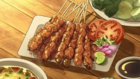  Tiap ilustrasi makanan yang diunggah selalu diberi keterangan lebih oleh Alfeus. Contohnya ilustrasi sate ini, di mana dirinya memberitahu jika sate tak hanya terbuat dari ayam, tapi juga kambing, sapi hingga babi. Foto: Instagram harousel