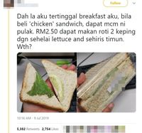 Wanita Ini Kecewa Beli Sandwich Ayam Isinya Sehelai Selada dan Seiris Mentimun