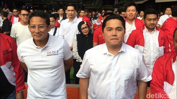 Usai Pertemuan Jokowi-Prabowo, Erick Thohir Bertemu Sandiaga di Acara Milenial