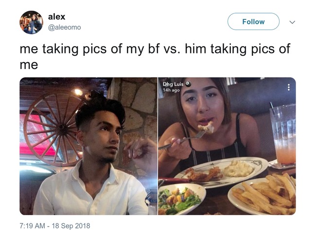 Banyak influencer memanfaatkan pacar dan suami mereka untuk menjadi fotografer pribadi. Sayangnya tak semua pria punya kemahiran yang sama. Cuitan wanita ini mengenai perbedaaan saat wanita dan pria saling memotret adalah buktinya. Banyak wanita merasakan hal yang sama, mereka pun membalas postingan itu dengan bukti mereka sendiri. Foto: Twitter/Facebook