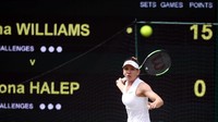 Memasuki set kedua, Serena tak mau didominasi lagi dan mampu unggul 2-1 dengan cepat. Tapi, Halep lantas bangkit untuk kemudian berbalik unggul 3-2. Carl Recine/Reuters.