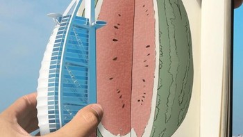 Sketsa semangka dipadukan dengan Burj al-Arab. Foto: instagram.com/citylivesketch/