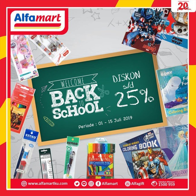 Hari ini masih ada kesempatan untuk Anda mendapati peralatan sekolah dengan harga yang lebih miring. Alfamart memberikan diskon hingga 25% dalam periode Welcome Back to School. Foto: Twitter