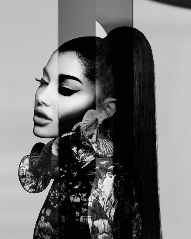 Foto pertama menampilkan Ariana memakai baju berkerah tinggi dengan gaya ruffle yang dramatis. Meski berbalut busana yang berbeda dari biasanya, Ariana tak kehilangan karakternya berkat gaya rambut pony-tail dan riasan cat-eye khasnya yang dipertahankan. (Foto: Instagram/@givenchyofficial)