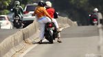 Dihadang Polisi di Jalur Busway, Pemotor Panik Lawan Arah