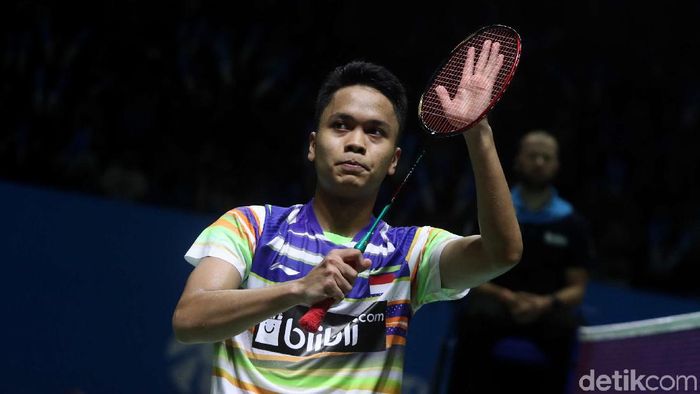 JUDI ONLINE Anthony Sinisuka Ginting akan menghadapi Kento Momota di perempatfinal Japan Open 2019 (Foto: Pradita Utama)