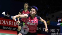 Pasangan ganda putri Indonesia Greysia Polii/Apriyani Rahayu sukses menumbangkan ganda putri Jepang, Ayako Sakuramoto/Yukiko Takahata di babak pertama Indonesia Open 2019, Selasa (16/7/2019).