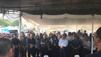 Pemakaman Dindin OM PSP di TPU Tanah Kusir, Jakarta Selatan pada Selasa (16/7).