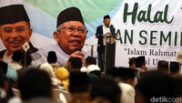 Maruf Amin memberikan sambutan. Dalam acara ini Maruf hadir dalam kapasitas sebagai Ketua MUI Pusat. Dalam kesempatan tersebut diluncurkan program pendidikan Khatib dan Da’i Nasional bersertifikat, guna memaksimalkan peran dan fungsi Khotib dan pendakwah yang berkualitas.