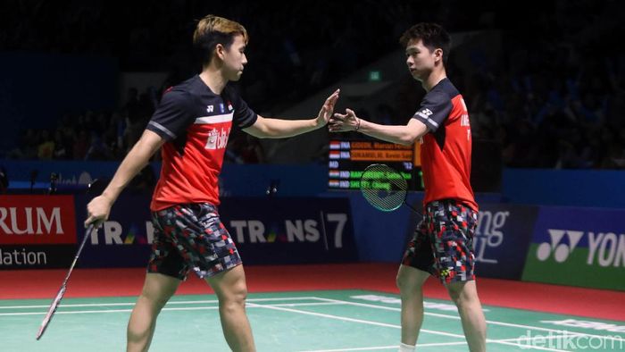 Kevin Sanjaya Sukamuljo/Marcus Fernaldi Gideon lolos ke semifinal Denmark Open 2019. (Foto: Pradita Utama)