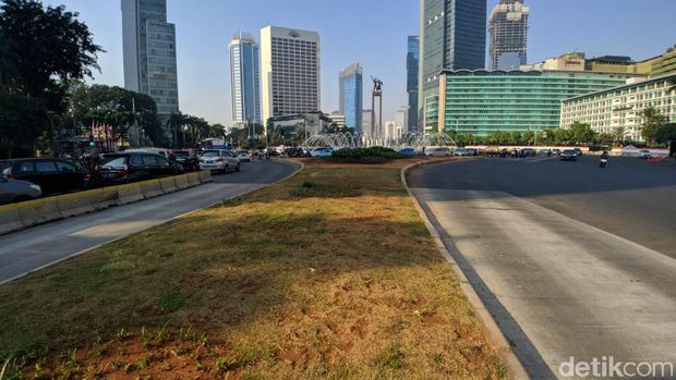 Pemprov DKI: Bambu Getah Getih di Bundaran HI Dibongkar karena Rapuh