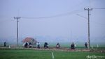 Dingin! Kabut Selimuti Area Sawah di Kabupaten Bandung