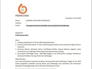 Jalur Pendakian Gunung Slamet Via Bambangan Ditutup Mulai 22 Juli