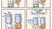 Pasti pernah kan mendengar suara blub blup dari dispenser di rumah. Biasanya hal itu terjadi di waktu tak terduga, bahkan saat kamu lagi nggak ambil air minum. Ya nggak? Foto: Instagram komik.grontol