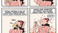 Heboh dengan penggunaan mie instan untuk menambal perabotan rumah yang bolong, akhirnya komikus tanah air itu membuat komik strip ini. Ada ada aja ya! Foto: Instagram komik.grontol