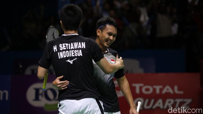 Hendra Setiawan/Mohammad Ahsan maju ke perempatfinal Denmark Open 2019. (Foto: Agung Pambudhy)