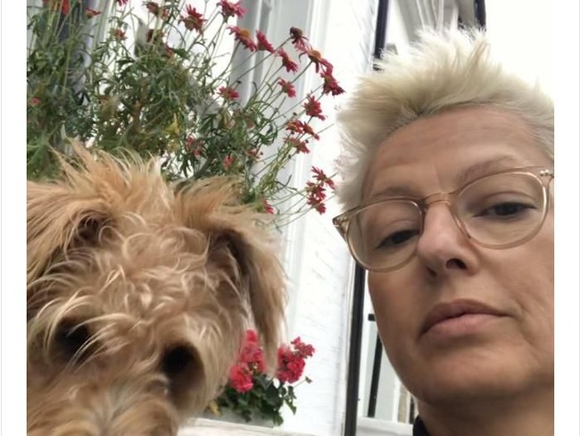 Sama-sama berambut jabrik dan berwarna pirang keemasan. Anjing memang bisa menjadi sahabat terbaik manusia. Foto: Twitter