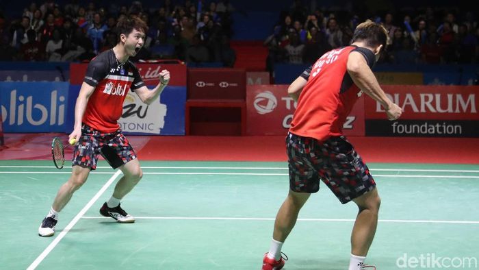 Kevin Sanjaya/Marcus Fernaldo Gideon dapat bye di Kejuaraan Dunia Bulutangkis 2019 (Pradita Utama)