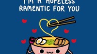 Lucunya semangkuk ramen digunakan untuk mengungkapan ungkapan romantic jadi ramentic. Foto: Instagram @laughandbelly
