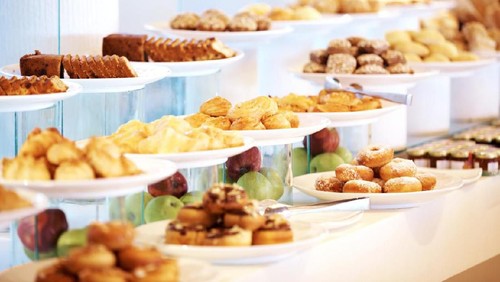 Banquet - Delicious dessert arranged on a buffet table at a restaurant