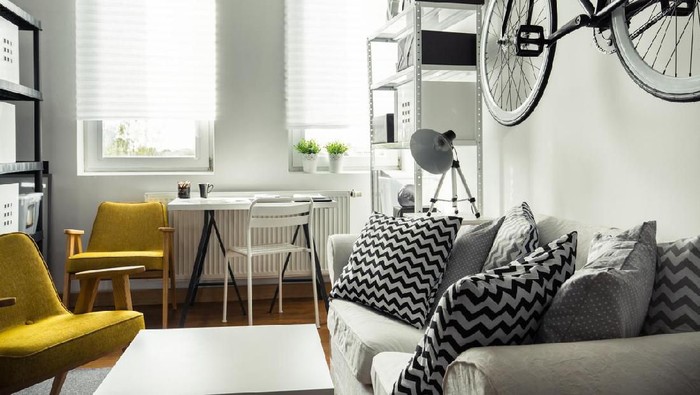 Trendy hipsters space with smart place for bike