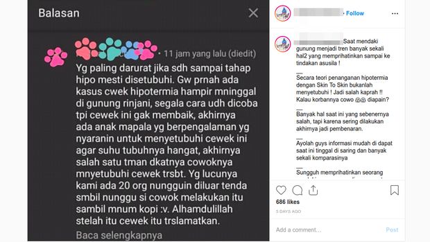 Salah satu unggahan potongan cerita.