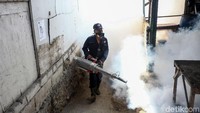 Gang-gang sempit yang padat rumah difogging.