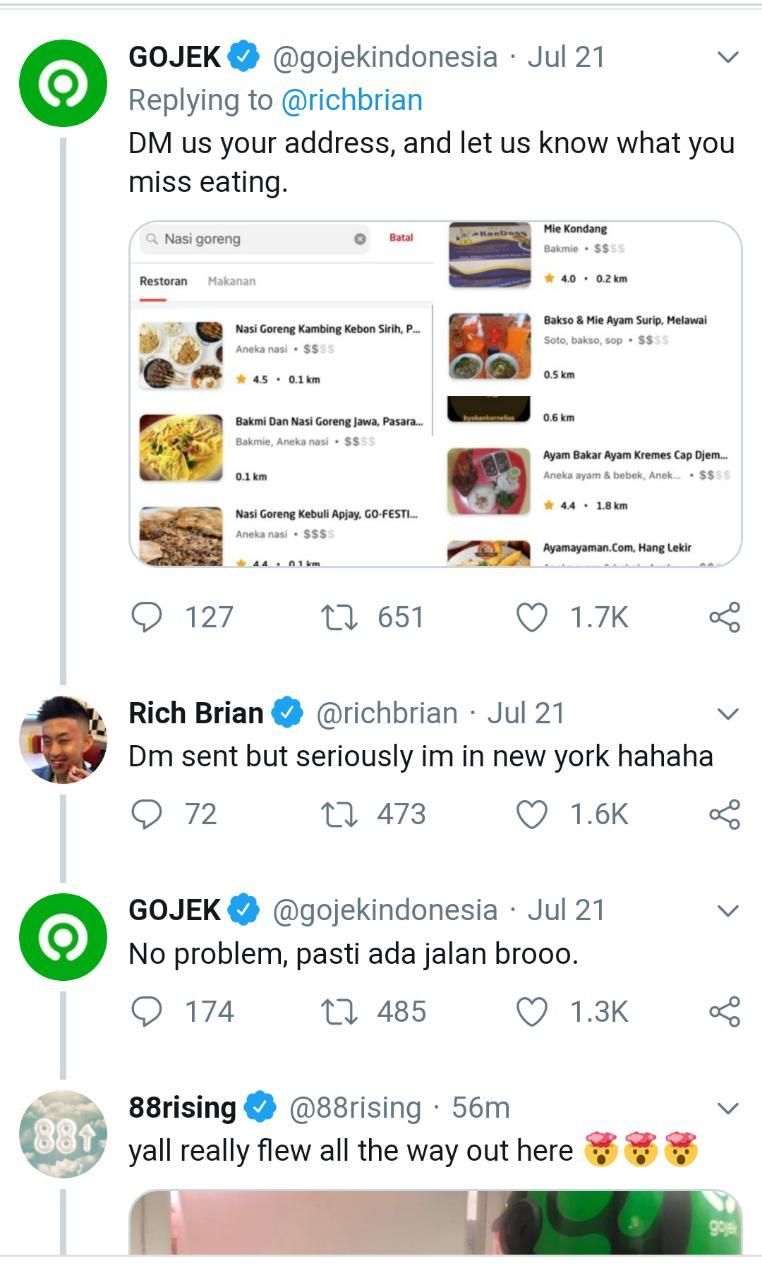 Rich Brian kangen makanan Indonesia