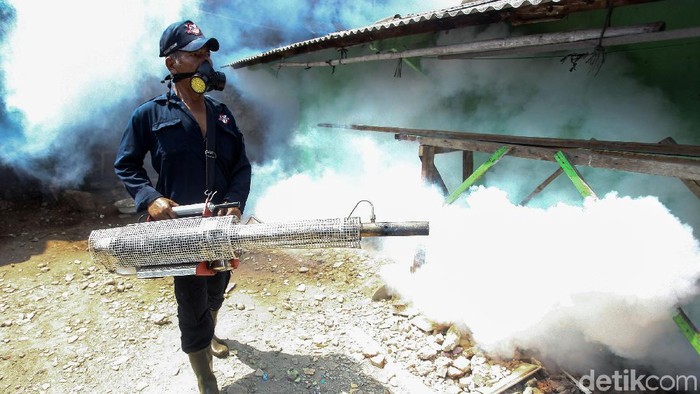 Fogging untuk memberantas nyamuk dewasa (Foto: Rifkianto Nugroho) Fogging untuk memberantas nyamuk dewasa (Foto: Rifkianto Nugroho)