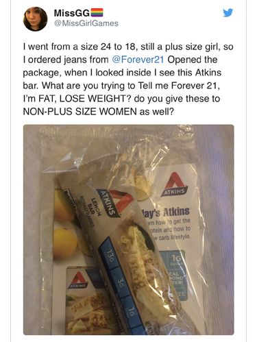 Forever 21 Dikecam, Kirim Makanan Diet ke Konsumen yang Beli Baju Plus Size