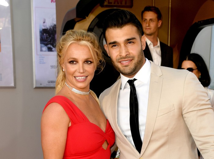 Britney Spears HOLLYWOOD, CALIFORNIA - JULY 22: Britney Spears (L) and Sam Asghari arrive at the premiere of Sony Pictures
